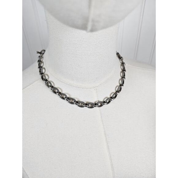 Michelle Albala Jewelry - Michelle Albala Sterling Silver Twisted Rolo Cable Chain Toggle Necklace 18in